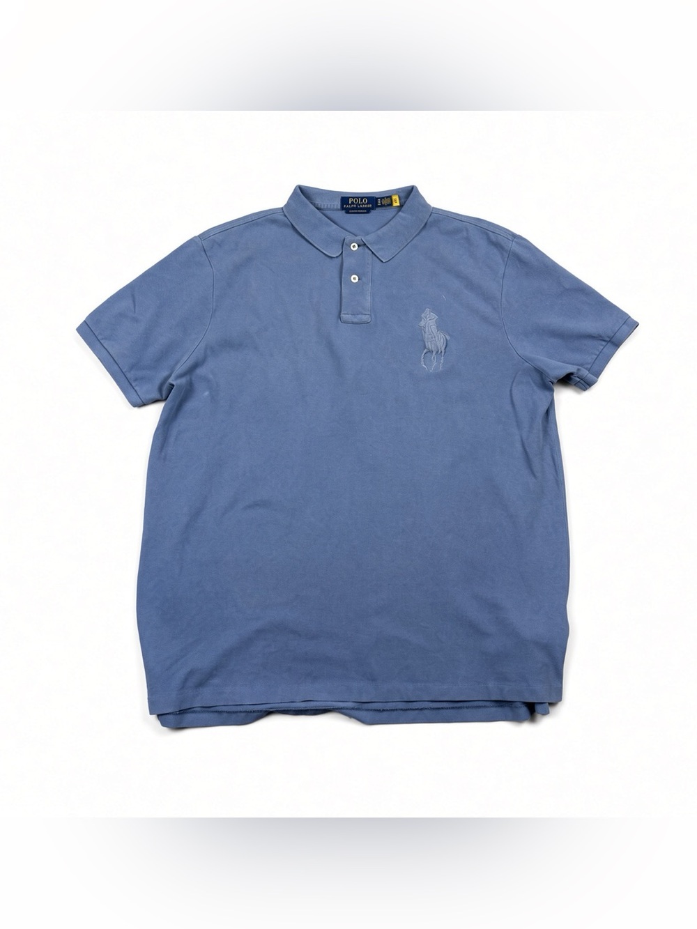Polo Ralph Lauren Custom Slim Fit Polo Shirt Blue Mens XL Tonal Pony Cotton